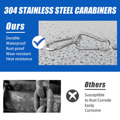 Large Carabiner Clip Hooks, 2pcs 4 inch Carabiners Heavy Duty, 304 Stainless Steel Spring Snap Hook Fits Camping Hanging Hiking Weight Lifting, Metal Clips for Rope or Chain