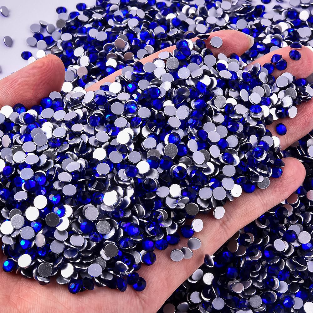 Blinginbox 1440pcs Flat Back Crystal Rhinestones for Nail Art Crafts Bedazzling Kit Diamonds Set Clear Rhinestones for Clothes 0.14" 3.8mm SS16 Cobalt Blue