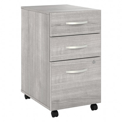 Bush Business Furniture Hustle Office Storage Cabinet with Wheels in Natural Elm, Mobile Organization Unit for Home and Professional Workspace