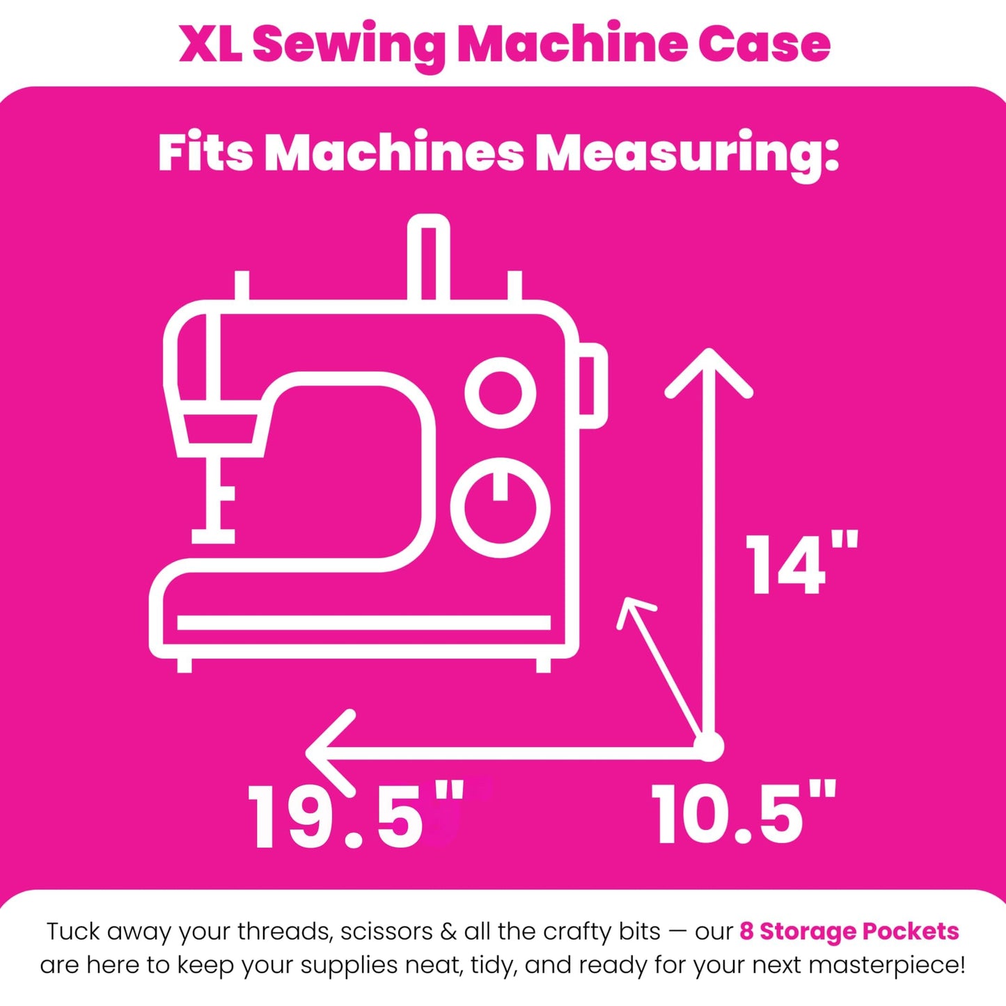 Everything Mary XL Rolling Sewing Machine Case – Heather Grey Craft Bag with 4 Wheels – Collapsible Organizer Compatible with Brother, Singer & Most Sewing Machines