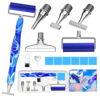 Huanlys Diamond Art Pens Tools Diamond Painting Accessories Kits with Screw Steel Rose Gold Metal Tip Nibs Placers Roller Tool Accessories (Blue Silver 6)