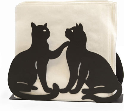 Mango Steam Tabletop Napkin/Tissue & Letter Holder, Cat Design, Black for Home, Kitchen, Restaurants