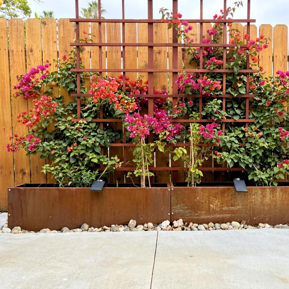 DIY CARTEL Corten Steel Rectangular Outdoor Planter Box, Rustic & Modern Farmhouse Design, Large Raised Metal Garden Bed for Commercial & Residential Use (48in x 10in x 16in)