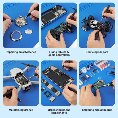 Boshanix Silicone Soldering Mat 13.8"x23.7" - 932°F Heat Resistant Work Mat with 111 Grid Cells & Anti-Static Wrist Strap, Large Repair Pad for Electronics, Soldering Station, Phone Repair