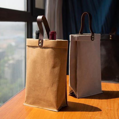 2 Pcs Reusable Wine Carrier Tote Bag - Single Double Wine Bags for Birthday, Wedding, Picnic Gifts