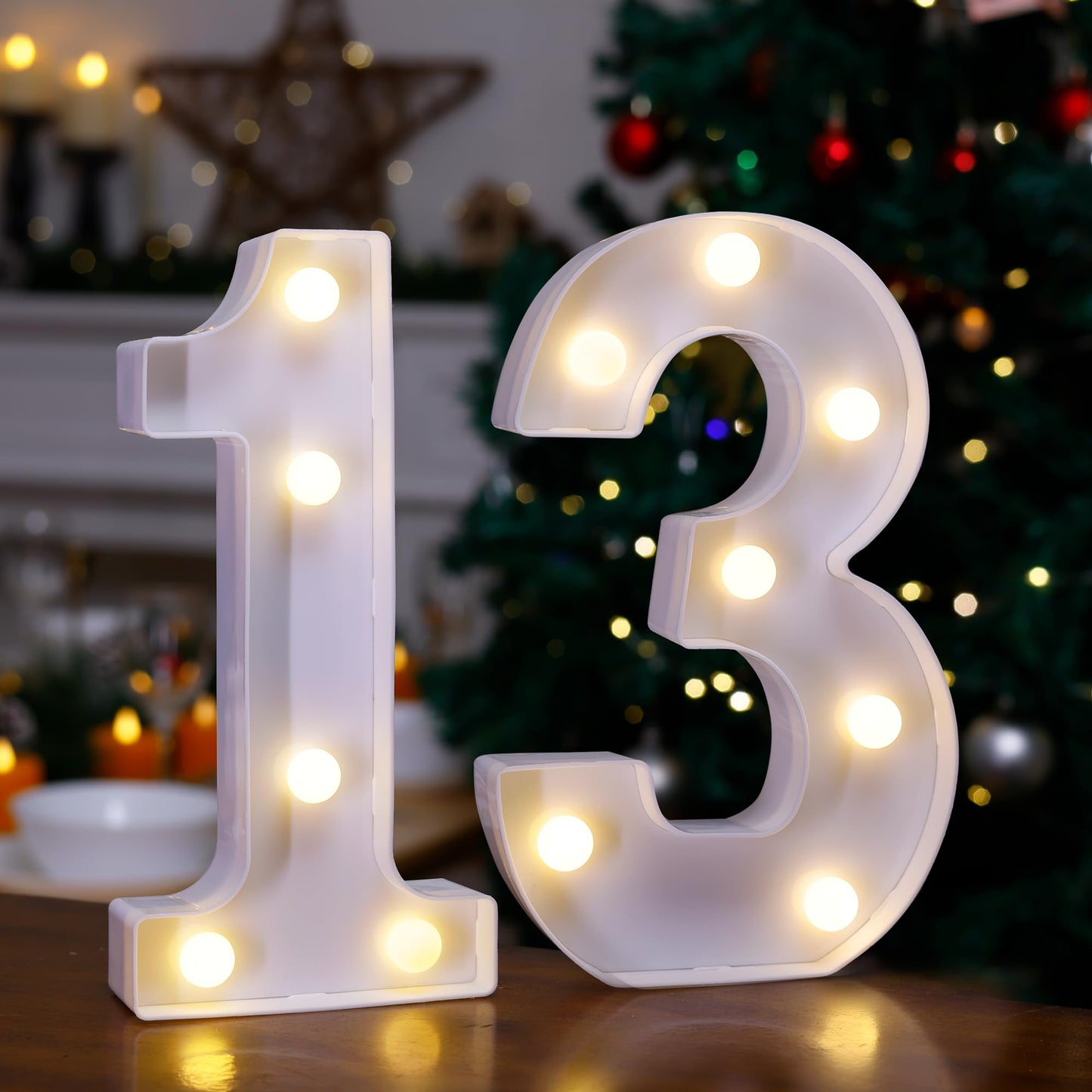 13th Birthday Decoration Light Up Letters, Battery Powered LED Numbers Marquee Number Sign for Sweet 13th Party Home Decor Night Light