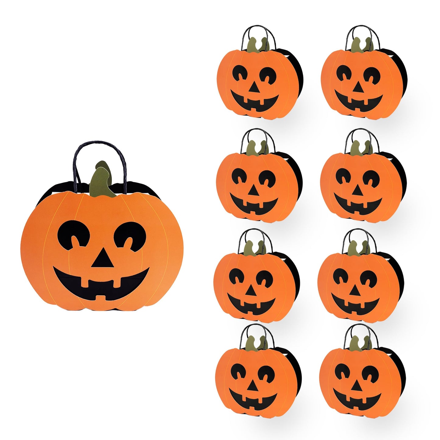 Cheerland Halloween Bags Pumpkin Paper Gift Bag Spooky Decorations Trick or Treat Candy Goodie Bag for Birthday Summerween Horror Classroom Baby Shower Fall Autumn Supplies 8pcs