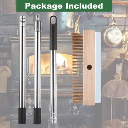 ACXFOND Aluminum Pizza Oven Brush, Grill Brush with Scraper and 3 Sections of Detachable Long Rod Design for Commercial Cleaning, Restaurants, Kitchens, BBQ Shelf Or Any Grill