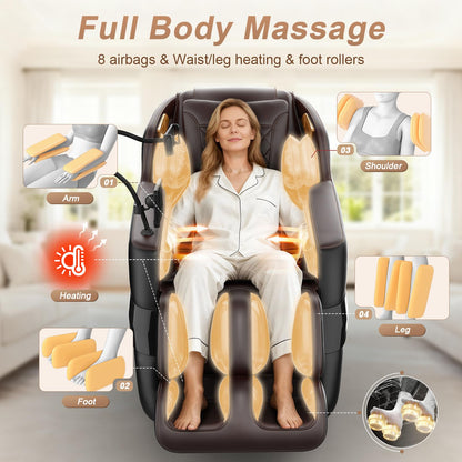 FURNIMAT 2026 Massage Chair Full Body, 3D SL-Track Zero Gravity Shiatsu Massage Chair Recliner with AI Control, Body Scan, Airbags, Heating, Foot Roller, Auto Modes, Bluetooth Speaker