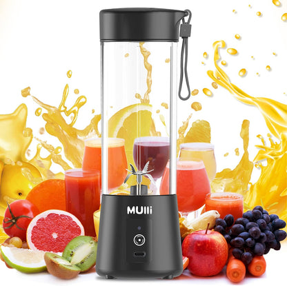Mulli Portable Blender, 15oz Mini for Fruit Smoothies and Shakes, USB Rechargeable Mixer for Baby Food, Gym, Travel