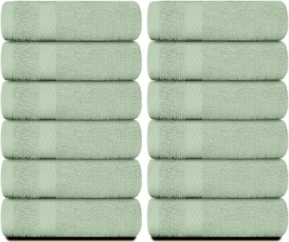 13x13 Inch 650 12 Pack, White Classic Luxury Cotton Washcloths - GSM Turkish Cotton | Hotel, Spa, Bathroom Face Towel |