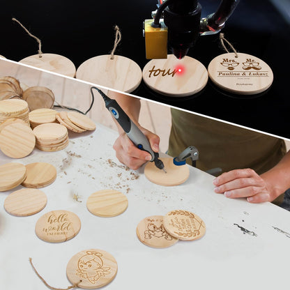 46Pcs Unfinished Wood Coasters-4" Unfinished Natural Wood Slices for Crafts Round with Non-Slip for Wedding Decoration/Blank Coasters Wood Kit DIY Architectural Models Drawing Painting Wood Engraving