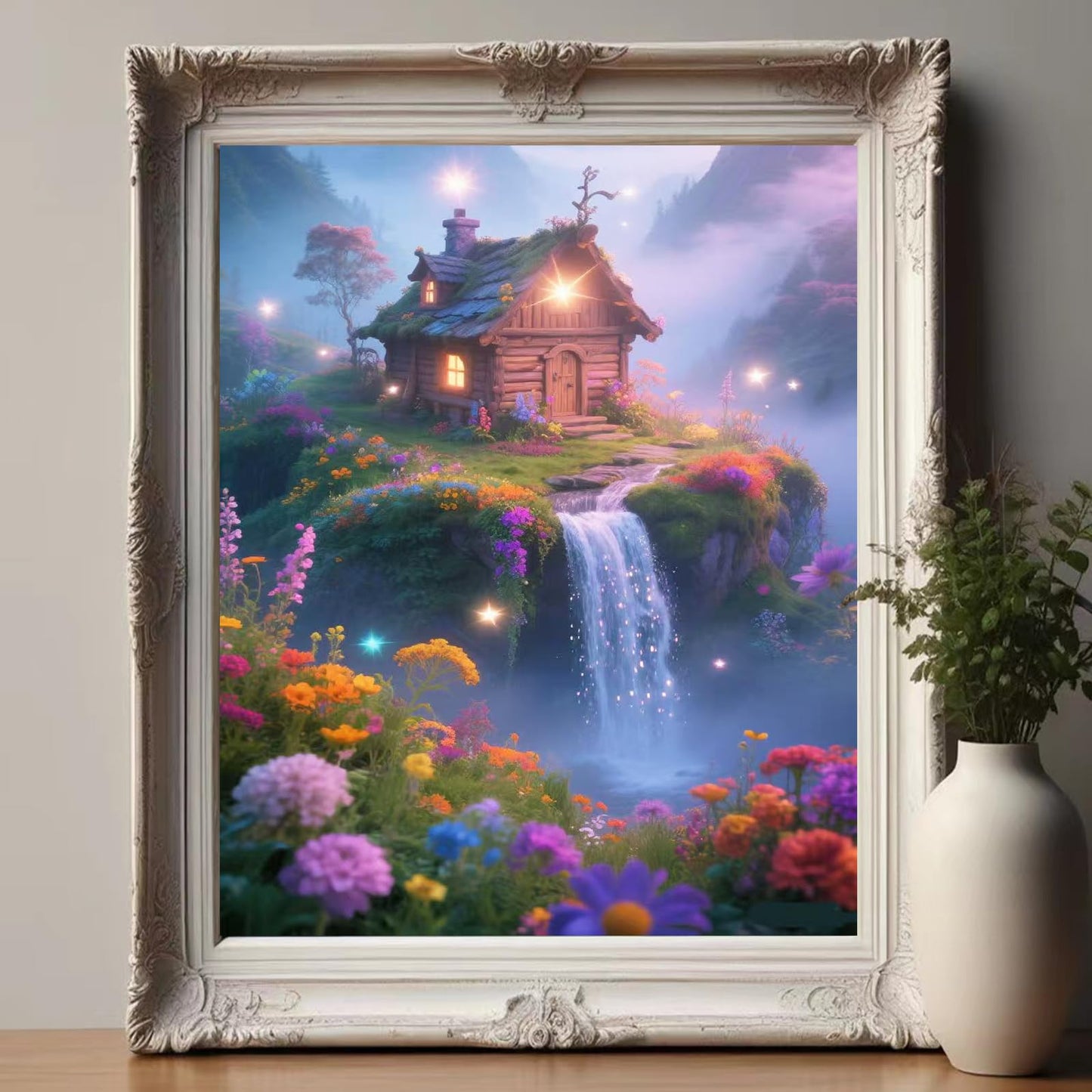 Lvmuu Large Landscape Scenery Diamond Art Kits for Adults Beginners, 5D DIY Full Round Drill Floral Waterfall Diamonds Art Kits Paint By Number Gem Art Craft Home Wall Decoration 40x50cm