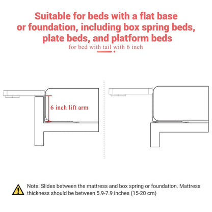 KIWIFOTOS Raised Bedside Shelf for Bed Tray Table Under Mattress for Box Spring Plate Platform Bed Nightstand Shelf Bedside Caddy College Dorm Room