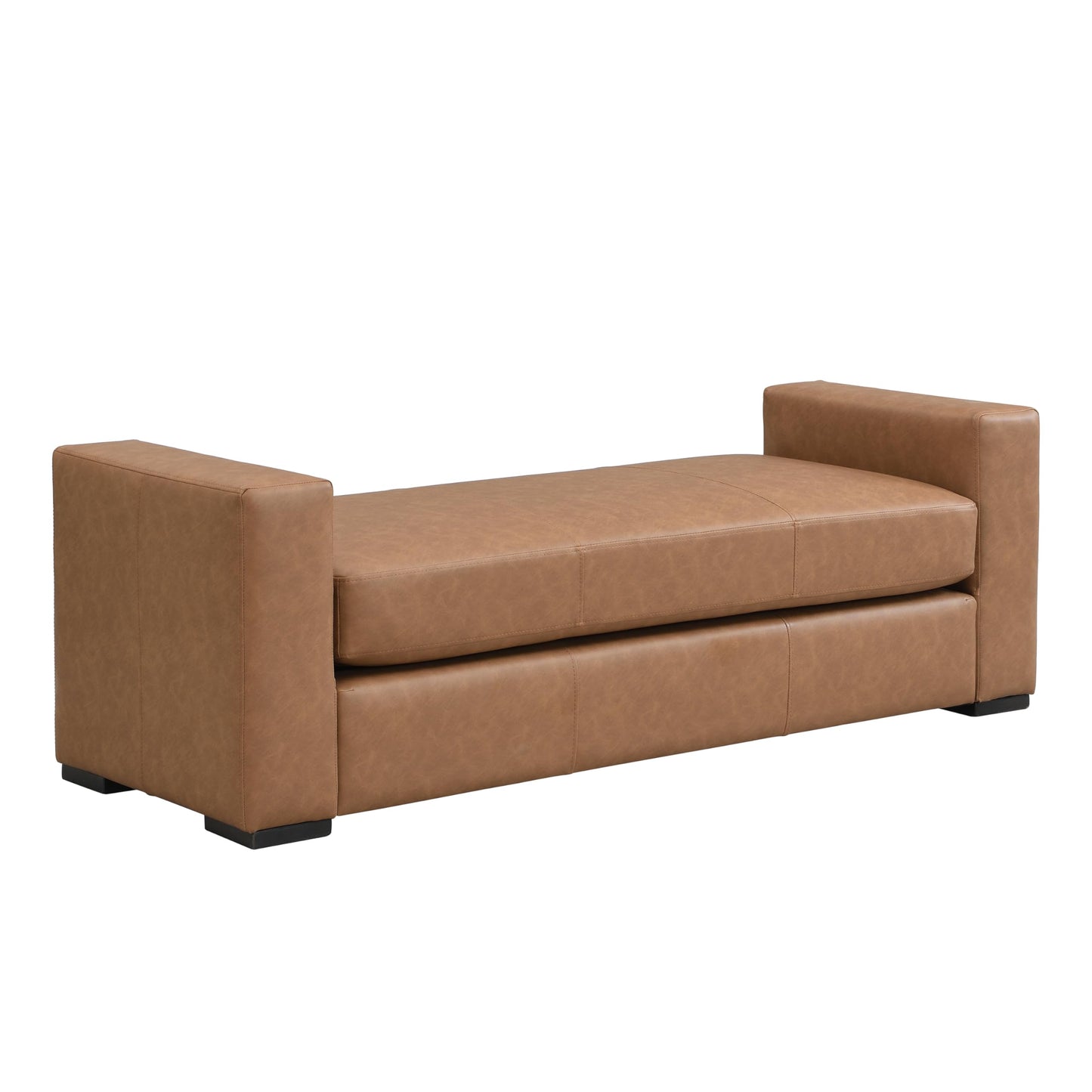 Christopher Knight Home Mosley Faux Leather Upholstered Ottoman Bench, Rectangular Foot Stools Ottoman, Wooden Ottoman Footrest, Bedroom End of Bed Footstool, Living Room Sofa Extra Seat, Brown