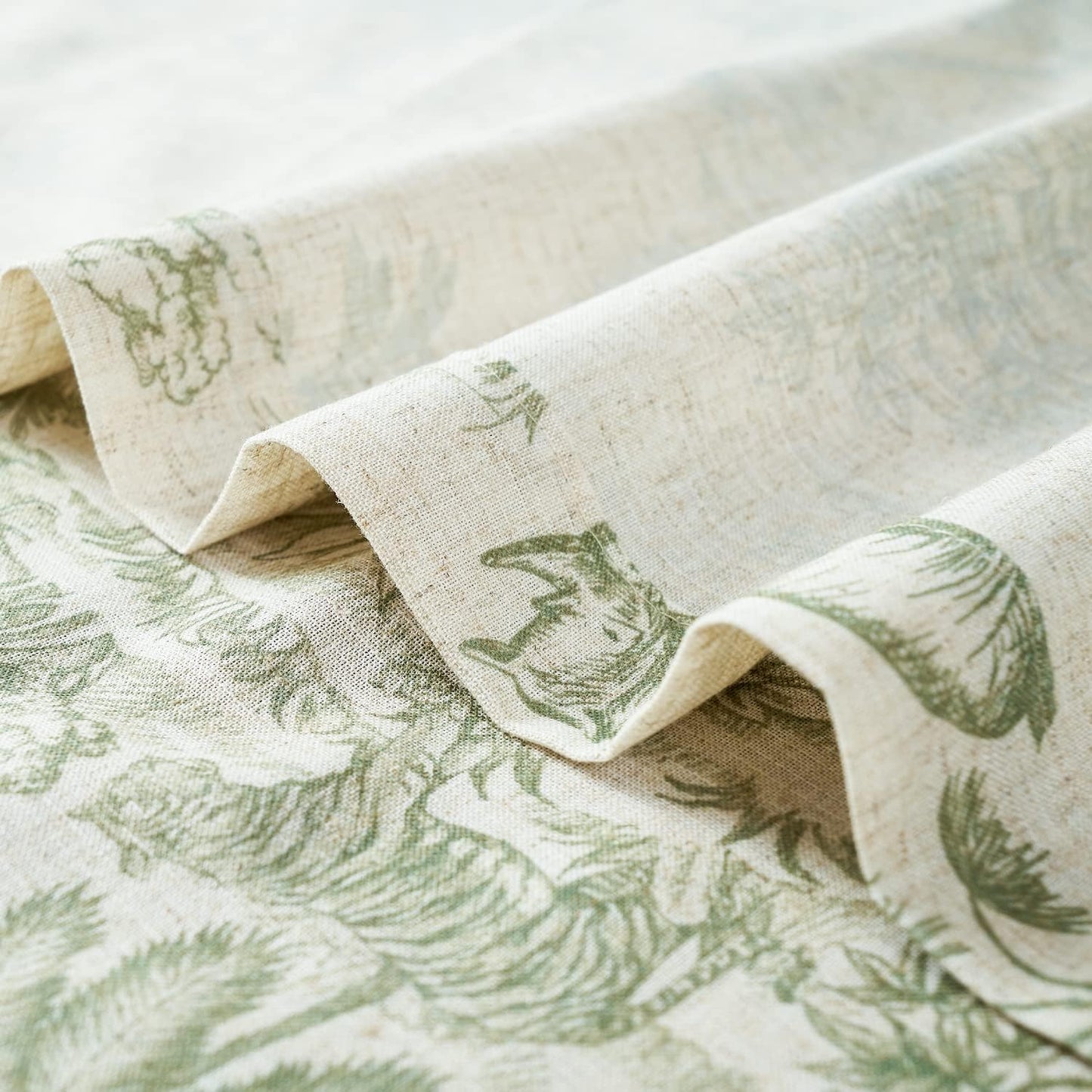 jinchan 63 Inches Country 2 Linen Toile Curtains Long for Living Room Toile de Jouy Floral Curtains French Farmhouse