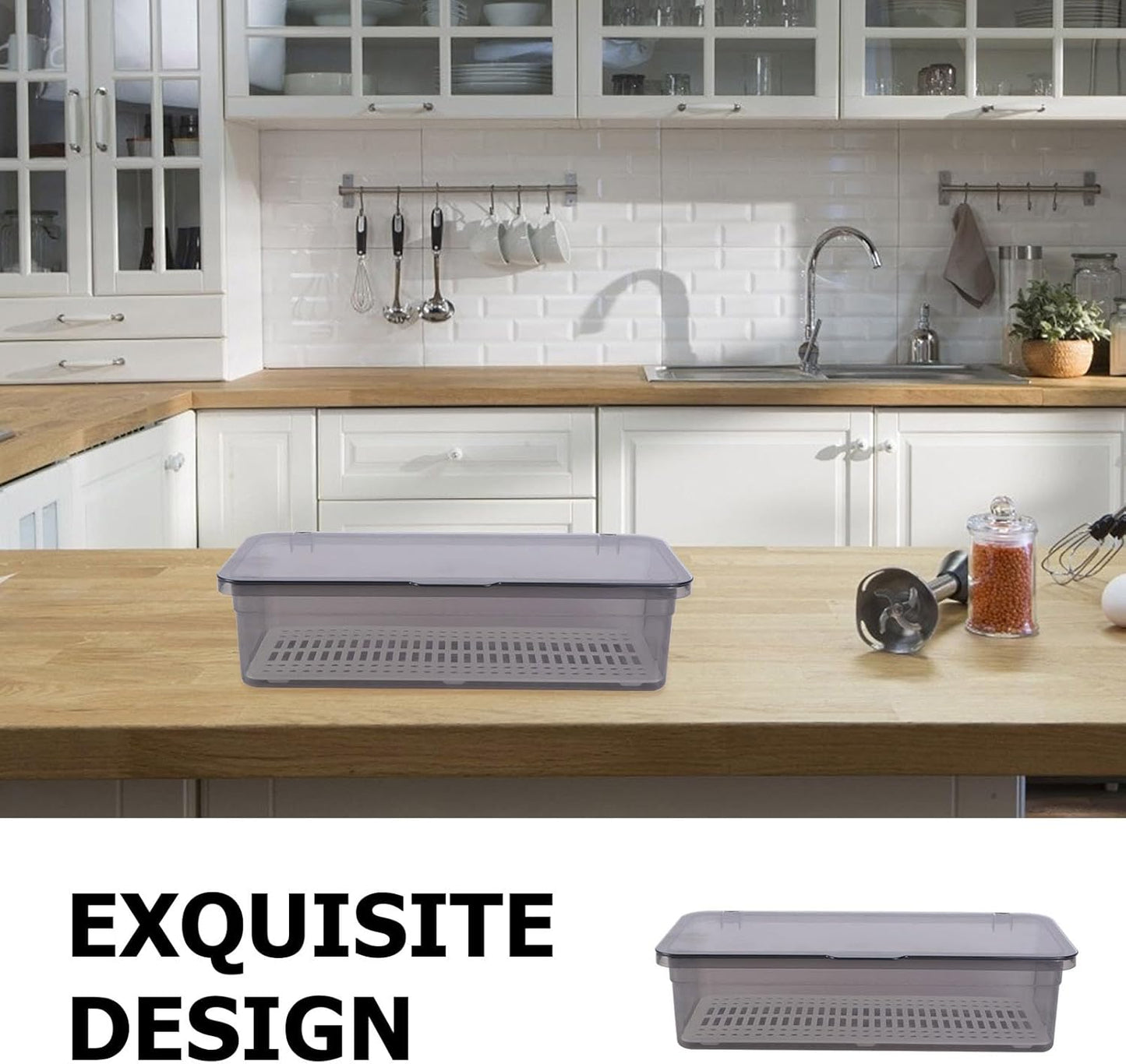 PRETYZOOM Box Storage Container - Grilling Utensils Holder with Lid for Chopsticks and Spatula Storage