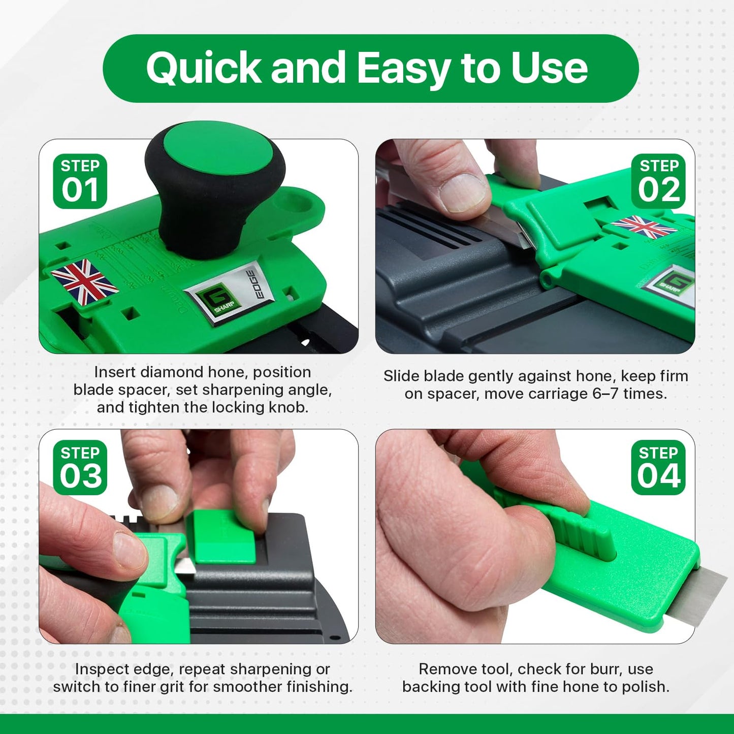 G Sharp Edge Chisel Sharpener - Chisel Sharpening Kit - Sharpens Blades from 3mm to 85mm Wide - Light, Robust and Easily Transported