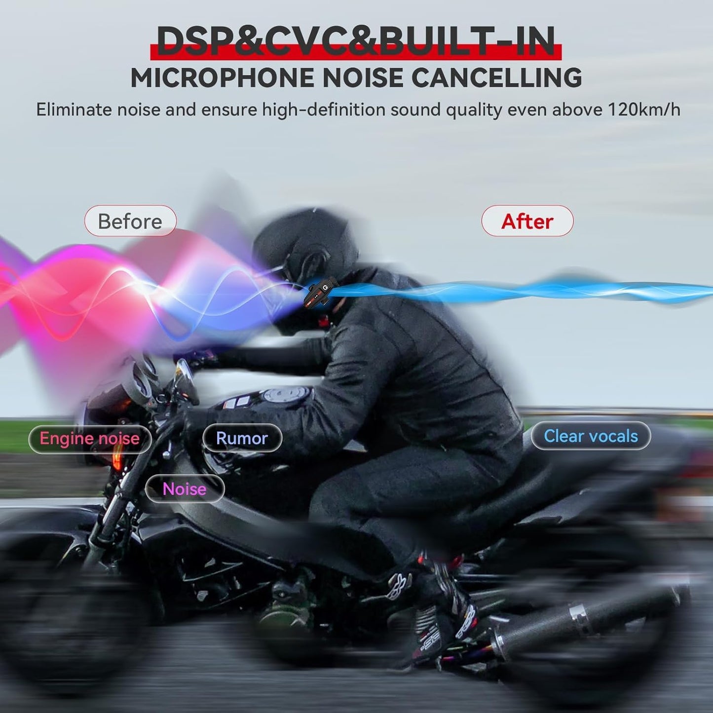 X10 10 Riders Group Mesh Motorcycle Intercom, 3000m Motorcycle Bluetooth Headset V5.3 with Audio Multitasking/Music Sharing, Helmet Communication Systems for ATV/Snowmobile/Ski, 2 Pack