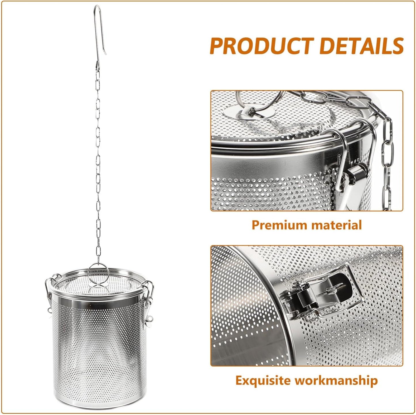 Hemoton Stainless Steel Tea Ball Infuser, Large Capacity Strainer with Extended Chain Hook for Brew Loose Leaf Tea