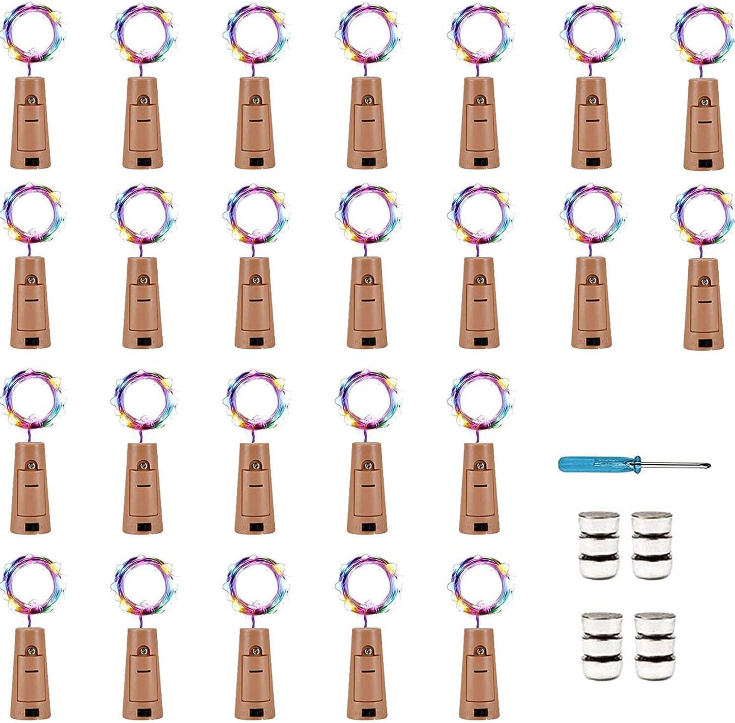 24 Pack 20LED YJFWAL Wine Bottle Lights with Cork, Cork Shape Silver Copper Wire Fairy Mini String Lights, Battery
