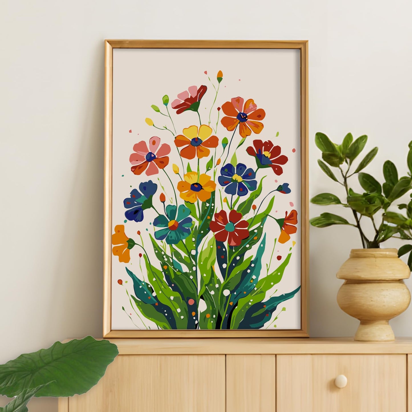 Camocin Framed Paint by Numbers Kit for Adults, Flowers Paint by Numbers with Frame, Floral Acrylic Adult Painting by Number Kits on Canvas Framed for Gift Home Wall Decor 12 x 16 Inch