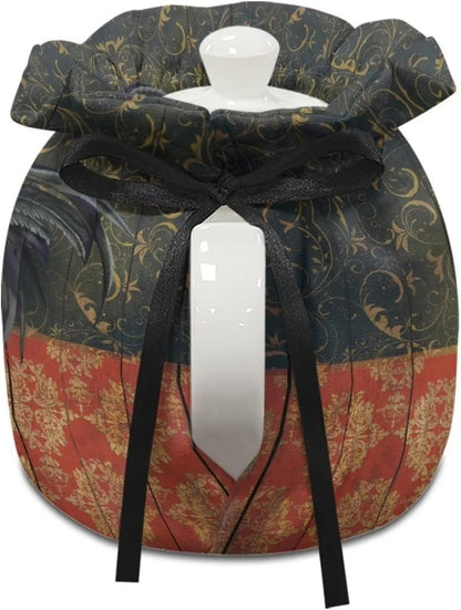 Rooster Chicken Print Tea Cozies, Floral Wood Design Portable Kettle Cover, Cotton Tea Pot Cover, Dust Proof Insulated
