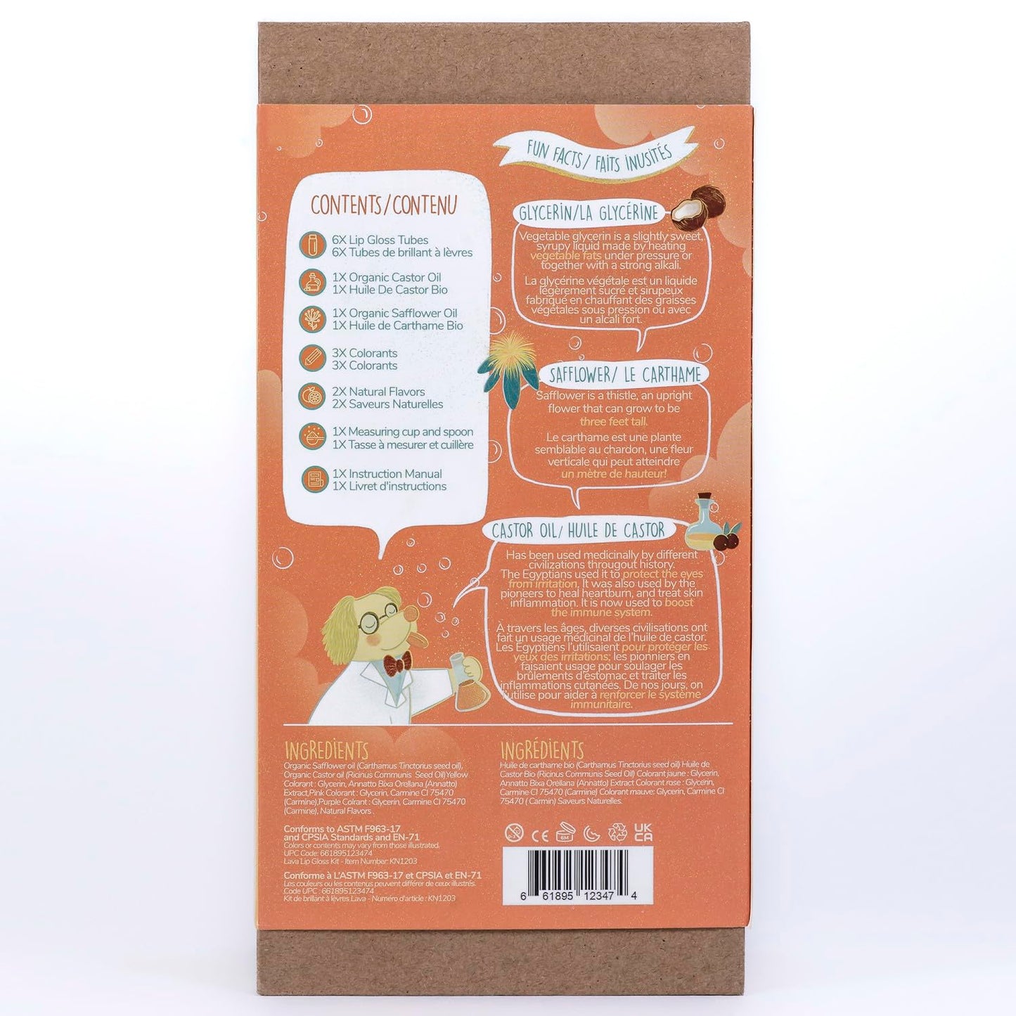 Kiss Naturals - Lava Lip Gloss Kit - With Organic Castor Oil, Safflower Oil, Coconut Oil - STEM DIY Science Kit - Make 6 Lip Gloss - 2 Natural Flavors - Birthday, Holiday, Party Gift for Girls