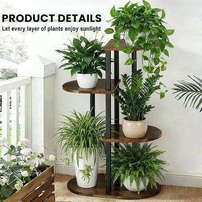 Korrie Home 4 5 Tiered Plant Stand Indoor, Tall Tier Potted Wooden Plant Shelf for Multiple Flower Plants, Multi Corner