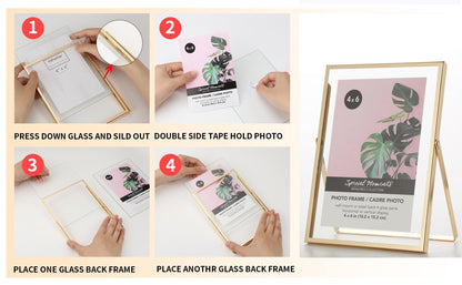 YiPinYin Gold 5x7'' Floating Frame Set of 2, For Photo Sizes 3.5x5'', 4x6'', 5x7'', Luxury Modern Gold Metal Frames for Tabletop/Shelf, Wedding, Birthday, Home or Office Decoration