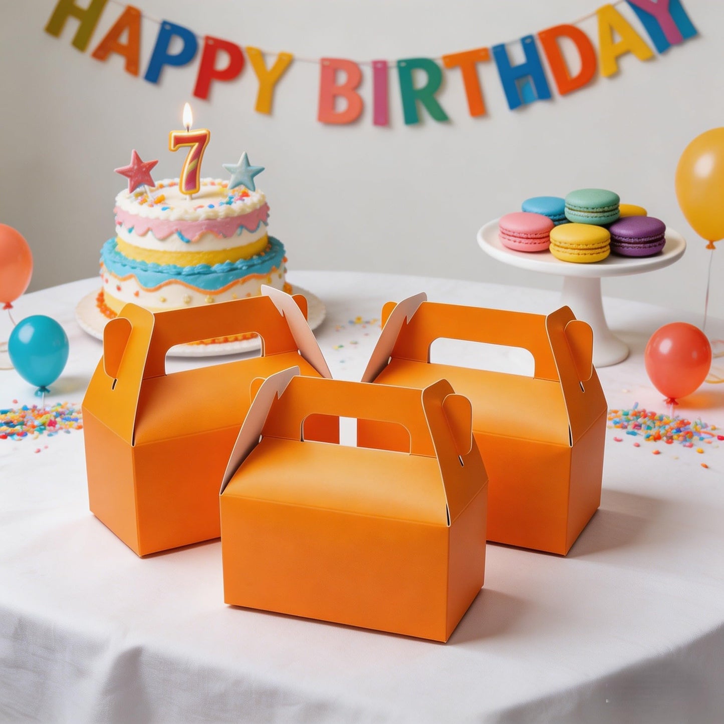 XAGLVV 24 Pack Orange Paper Gable Treat Boxes, Goodie Candy Boxes with Handles, Gift Box for Birthday, Halloween, Fall Parties Decoration Supplie