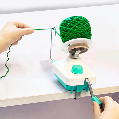 Yarn Ball Winder Hand Operated Winding Wool Winder Machine Yarn String Ball Winder, Convenient Ball Winder for Yarn Tabletop Clamp, Green Blue
