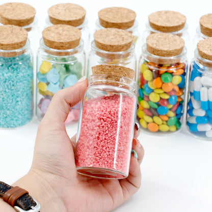 Acetiti 12 Pcs 100ml Mini Glass Bottles, Small Glass Jars with Cork Stoppers Lids, Empty Spell Jars Miniature Potion Bottles Message Wishing Bottle for Wedding Party Favours DIY Crafts Decoration