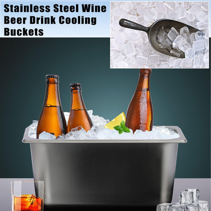 OwnMy 2PCS 5L Ice Buckets for Parties, Stainless Steel Ice Bucket for Freezer, Metal Ice Cubes Bins Storage Container for Freezer, Wine Beer Drink Cooling Buckets for Beverage Cocktails Champagne