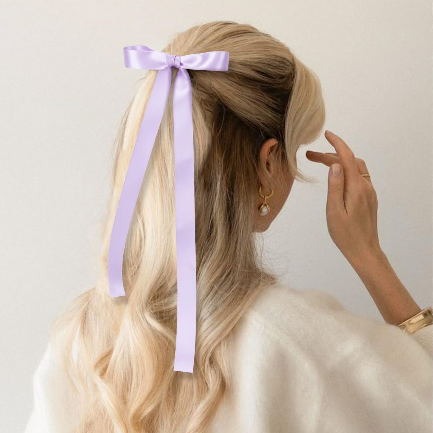Keypan Lavender Satin Ribbon 5/8 Inch x 50 Yards Double-Faced Ribbons for Gift Wrapping Crafts Flower Bouquet Hair Wedding Paper Bows Invitations