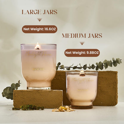 M&SENSE 16.6oz Natural Soy Large Jar Candle with Wooden Wick | Moonlight Tuberose Scent | 95-Hour Burn & Long-Lasting Burn | Housewarming Gift for Men and Women