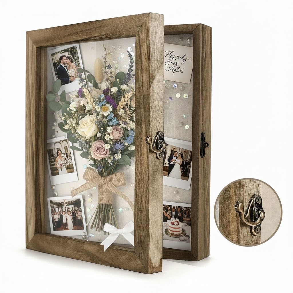 TJ.MOREE Shadow Box Frame 8 x 10 Shadowbox Display Case Picture Frame with Linen Back Memorabilia Bouquet Medals Military Photos Memory Box