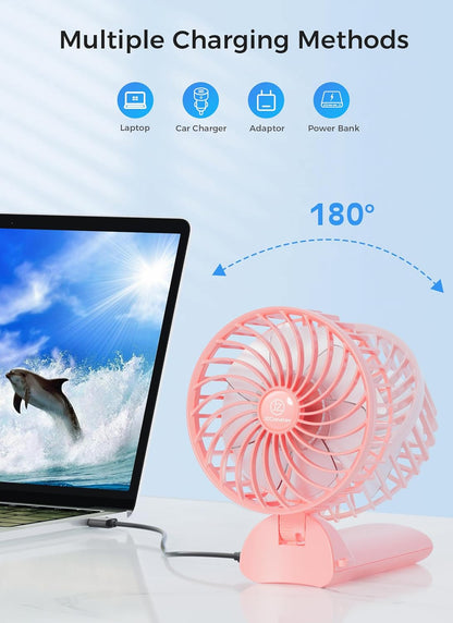JZCreater Mini Handheld Fan, Portable 15H Cooling Fan, Quiet 4 Speed USB Rechargeable Desk Fan for Travel, Outdoor, Home