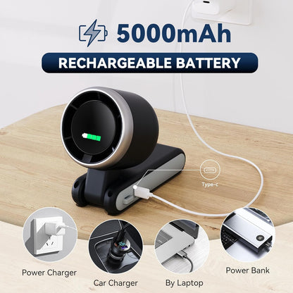 PlayHot Portable Handheld Turbo Fan - Compact Black Design with USB-C Cable for On-the-Go Cooling