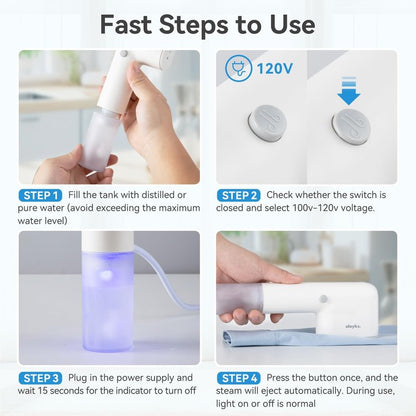 olayks Handheld Steamer for Clothes,Fashion Portable Handheld Garment Steamer, 15S Heat Up, Travel Mini Steamer ＆ Iron 2 In 1, 1.1lbs, Fabric Wrinkle Remover for Home Travel, White,120V