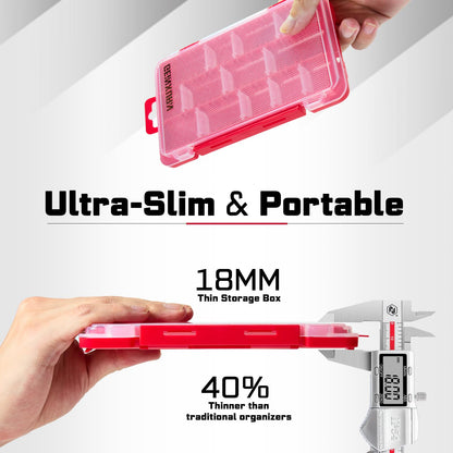 Geinxurn Small Flat Storage Parts Organizer, 4Pcs Red Portable Transparent Plastic Small Parts Tools Box with Removable Dividers, Screwdriver Bit Cases Storage(4 Pieces)