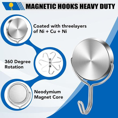 LOVIMAG Magnetic Hooks - 80Lbs Heavy Duty Strong Magnetic Hooks for Cruise Cabins & Essentials | 15 Pack
