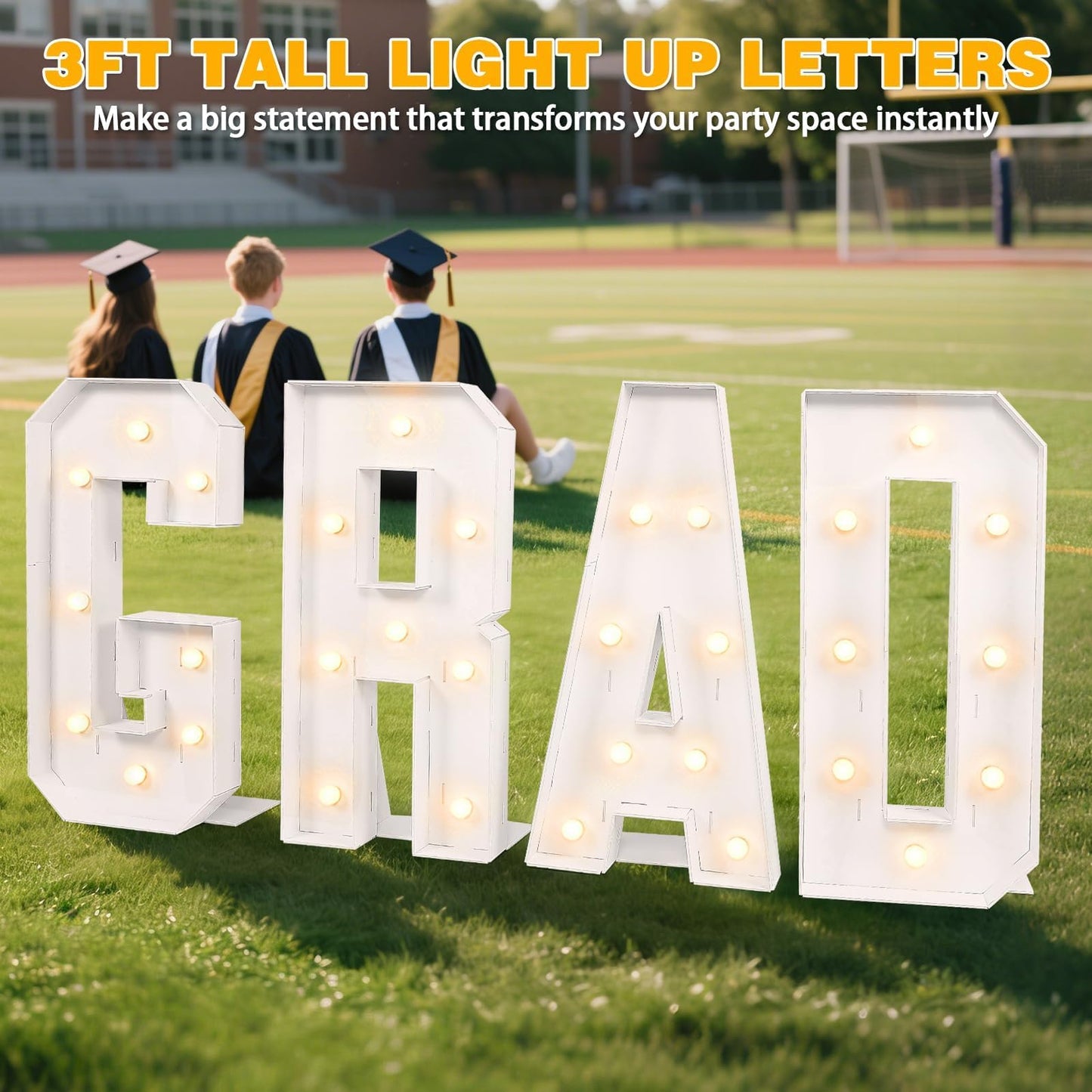 Graduation Decorations 2026, 3FT Tall Marquee Letters Grad LED Letter Sign Party Supplies, Large DIY Pre-Cut Foam Board Kit Decor for Kindergarten Preschool High School College Prom Graduation