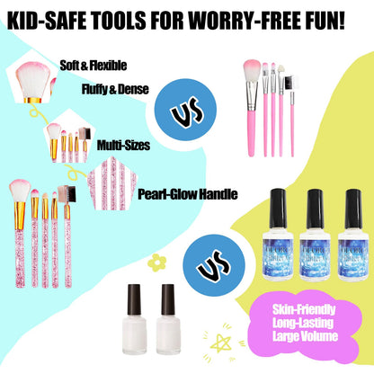 Glitter Tattoo Kit, All-in-One Glitter Tattoos for Kids & Adults with 295 Stencils, 42 Color Powders, 2 Gem Stickers & 20 Turtle Rhinestones, Face & Body Art, Ideal for Carnival, Birthday Party Gift