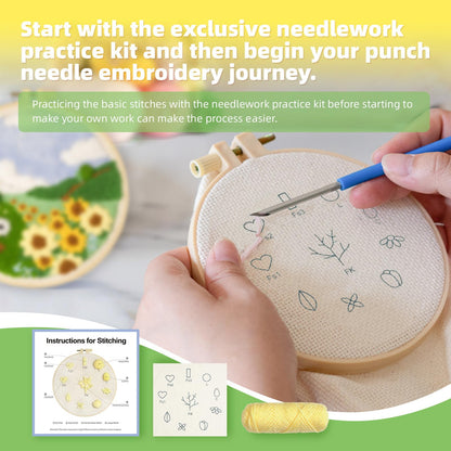 Punch Needle Kits Adults Beginner,Embroidery kit for Beginners,Punch Needle kit for Beginners, Includes All Tools and Materials,Easy to Follow Instructions and Videos(Spring is in Full Bloom)
