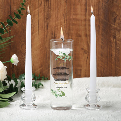 Unity Candles with Glass Holder for Wedding Ceremony - Unity Candles for Wedding, Religious Ceremony Ideas Marriage Decoration Accessories Set for Newly Couple Anniversary Church