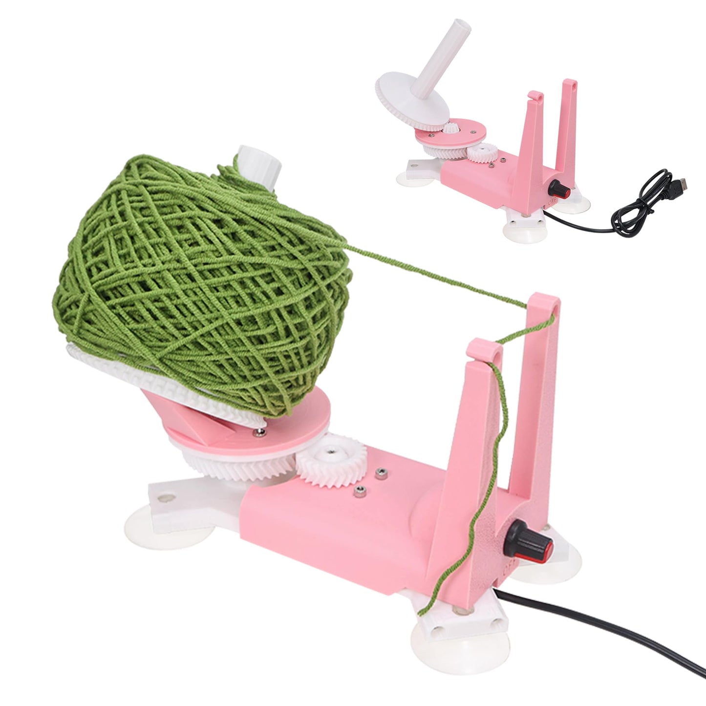 Electric Yarn Winder -Automatic Yarn Spinner Yarn Ball Winder for Crocheting, Compact Yarn Cake Winder Adjustable Speed Ideal for Crochet Lovers (Pink)
