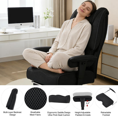 EXCEBET Big and Tall Office Chair 400lbs Wide Seat, Leather High Back Executive Office Chair with Lumbar Support, Ergonomic Chairs Padded Armrests & Thick Cushion (Mesh Dark Black)