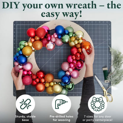 Woodpeckers Large Wreath Frame 13-inch Diameter, Pack of 1 Wood Forms, Rings for Crafts & Door With Lights