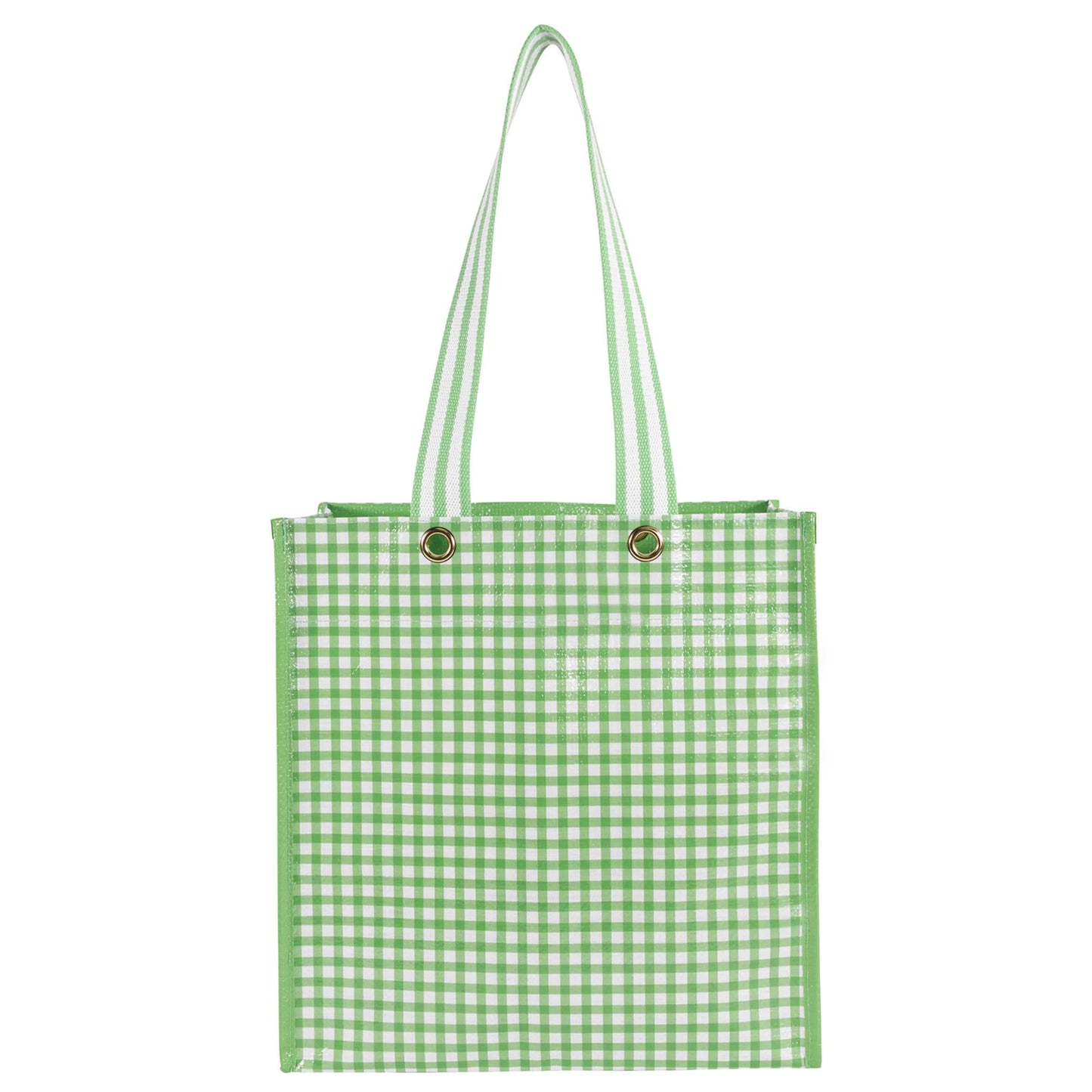 Martha Stewart Reusable Grocery Bag, Spacious 13 x 8 x 14 Shopping Bag for Groceries, Perfect for Shopping, Arcadian Green Gingham